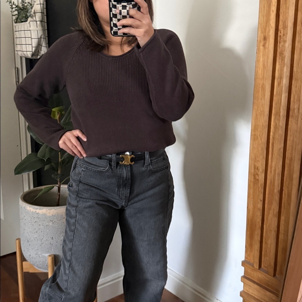 Vintage J Jill Cotton Blend Brown Oversized Knitted Relaxed Sweater. M